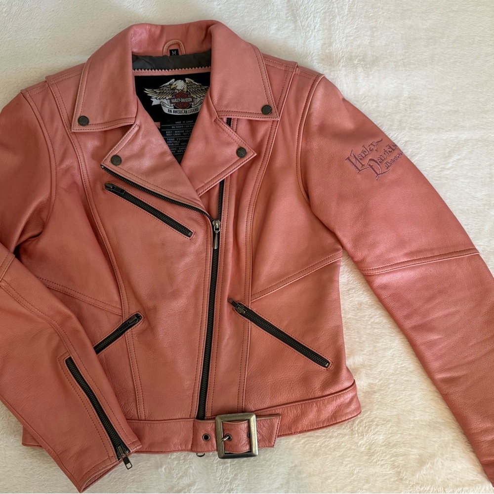 Harley-Davidson Women's Pink Leather Jacket, Medium 8